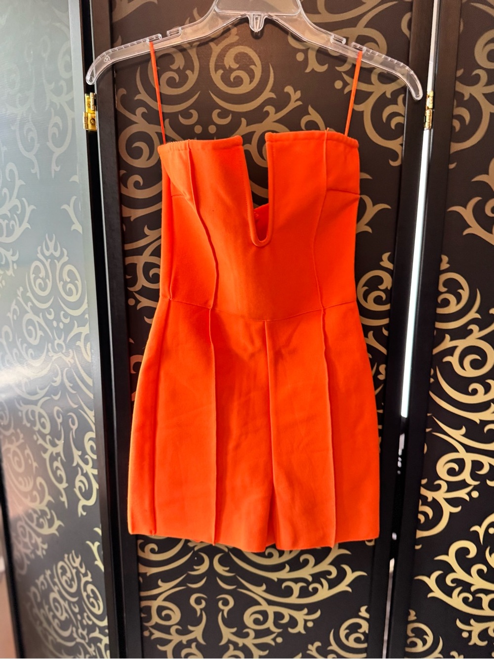 Fashion Nova Orange Strapless Bandage Romper - Bold Orange